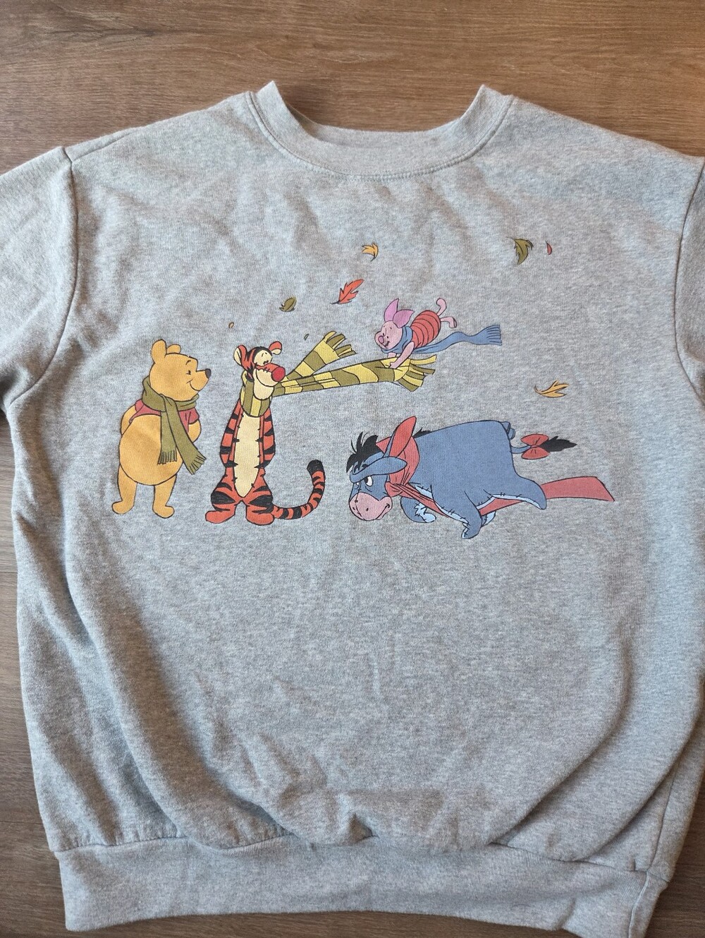Winnie the Pooh Blustery Day Grey Sweatshirt Pullover Womens size Medium 8-10 - Picture 3 of 8